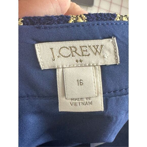 J Crew size 16 blue and gold wool jacquard skirt - Picture 3 of 5